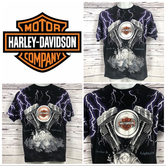 Harley Davidson RARE Thunder & Lightning Tee - www.dexfreight.io